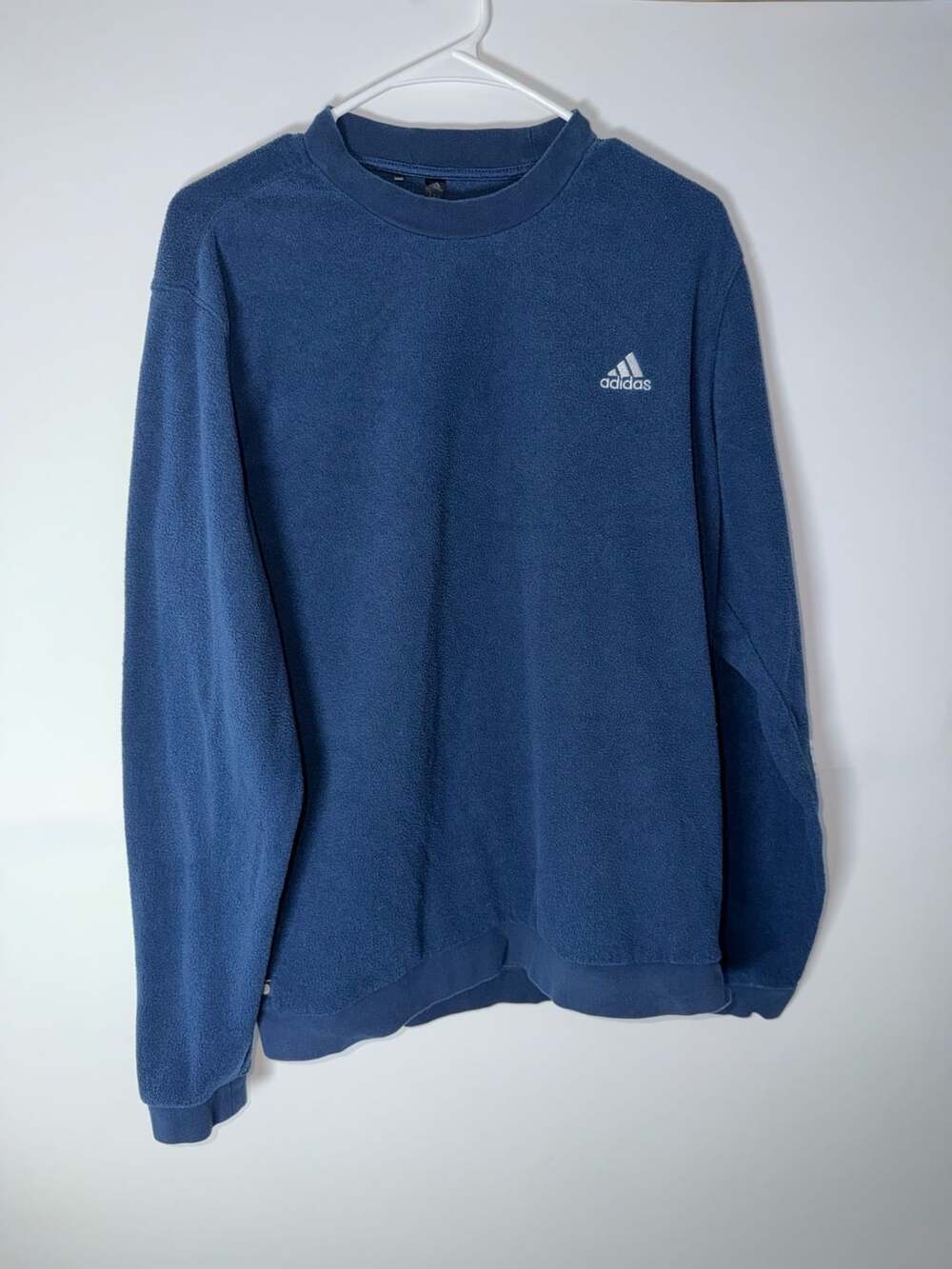 Adidas Fleece Sweatshirt Size M Blue Crewneck Embroidered